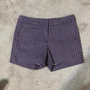 Kenar Women's Navy Coral Patterned Country Club Chino Preppy Shorts Size 2